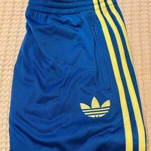 Adidas Mens Blue Joggers with Yellow Stripes NWT M